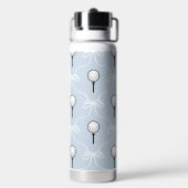 Mooie Blauwe Witte Strik Golf Patroon Monogram Waterfles (Achterkant)
