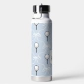 Mooie Blauwe Witte Strik Golf Patroon Monogram Waterfles (Rechts)