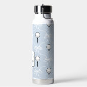 Mooie Blauwe Witte Strik Golf Patroon Monogram Waterfles (Links)
