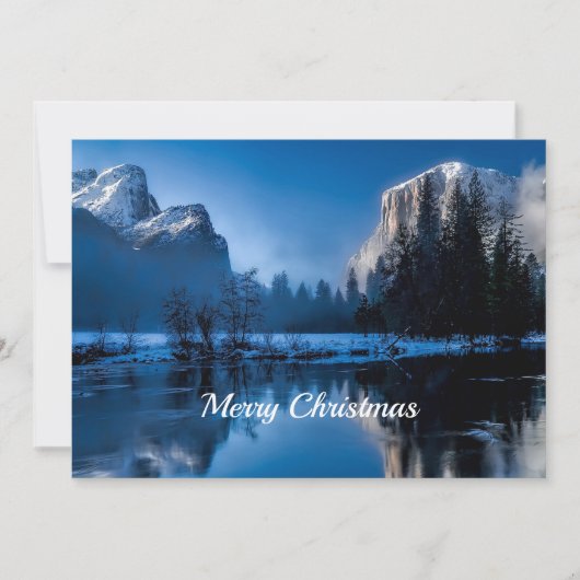 Mooie blauwe Yellowstone kerstflat Feestdagenkaart (Voorkant)