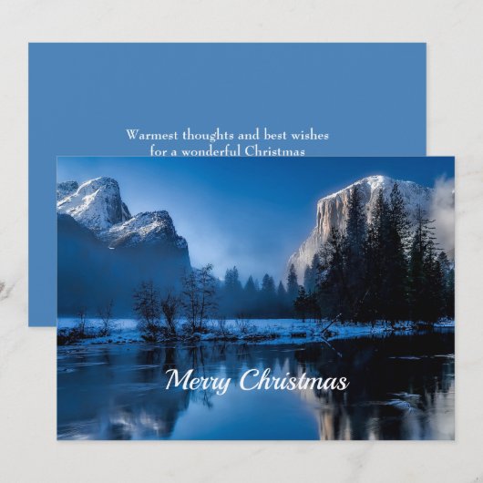 Mooie blauwe Yellowstone kerstflat Feestdagenkaart (Voorkant / Achterkant)