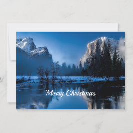 Mooie blauwe Yellowstone kerstflat Feestdagenkaart