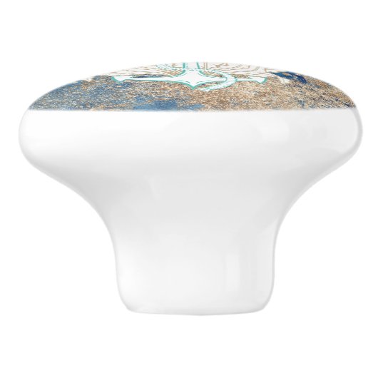 Mooie blauwe zandkleur, aangepaste keramische kust keramische knop (Zijkant)