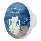 Mooie blauwe zandkleur, aangepaste keramische kust keramische knop (Rechts)