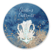 Mooie blauwe zandkleur, aangepaste keramische kust knop (Voorkant)