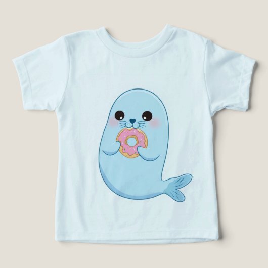 Mooie Blauwe Zeehond Kinder T-Shirt (Design voorkant)