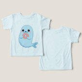Mooie Blauwe Zeehond Kinder T-Shirt (Ontwerp Voorkant & Achterkant)