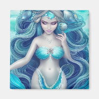 Mooie blauwe zeeschelp zeemeermin Graphic