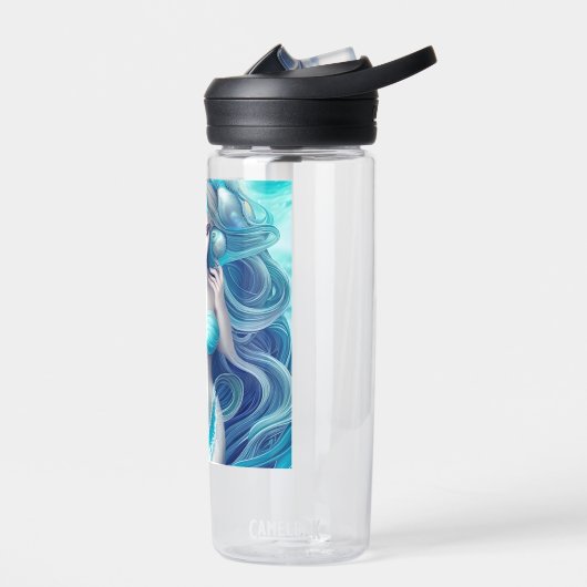 Mooie blauwe zeeschelp zeemeermin Graphic Waterfles (Links)