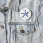 Mooie Blauwe Zeester Illustratie Ronde Button 5,7 Cm (In situ)