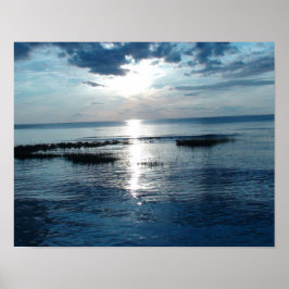 Mooie Blauwe Zonsondergang bij Cape Cod Beach Post Poster