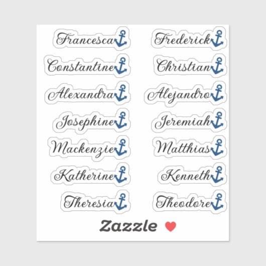 Mooie Blauwe Zwarte Anker 14 Aangepaste Gastlijst Sticker (Vel)