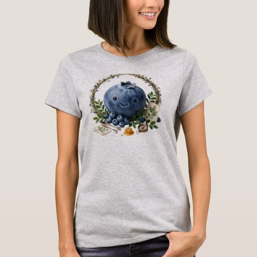 Mooie Blauwebes Fruit Kawaii Crop Top (Voorkant)