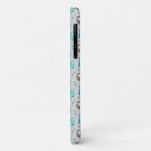 Mooie blauwgrijze uilpatroonmonogram Case-Mate iPhone case (Achterkant/links)