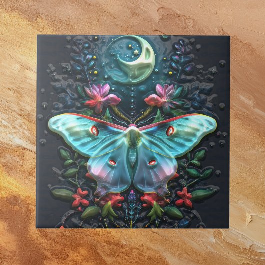 Mooie Blauwgroen Blauw Groen Luna Moth Moon N Flow Tegeltje
