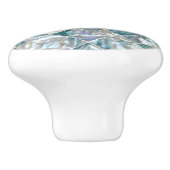 Mooie blauwgroen blauwe, witte parel geïnspireerd keramische knop (Zijkant)