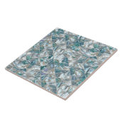 Mooie blauwgroen blauwe, witte parel geïnspireerd tegeltje (Zijkant)