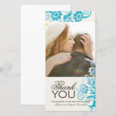 Mooie Blauwgroen dank u fotokaart (4x8) Bedankkaart (Voorkant / Achterkant)