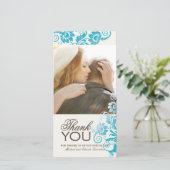Mooie Blauwgroen dank u fotokaart (4x8) Bedankkaart (Staand voorkant)