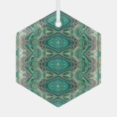 Mooie Blauwgroen deco-stijl fractal Suncatcher Glas Ornament (Voorkant)