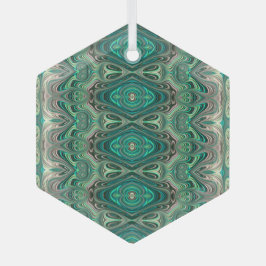Mooie Blauwgroen deco-stijl fractal Suncatcher Glas Ornament