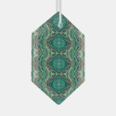 Mooie Blauwgroen deco-stijl fractal Suncatcher Glas Ornament (Voorkant Rechts)