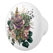 Mooie Blauwgroen en Paarse Mixed Floral Bouquet Keramische Knop (Rechts)