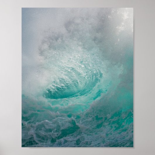 Mooie Blauwgroen golven van de Schuimende Oceaan Poster (Voorkant)