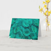 Mooie blauwgroen groene rozen blauwgroen bloemen kaart (Gele Bloem)