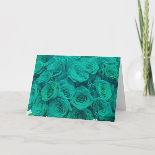Mooie blauwgroen groene rozen blauwgroen bloemen kaart (Voorkant)