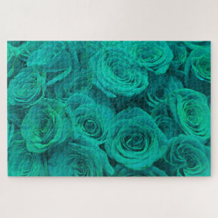 Mooie blauwgroen groene rozen blauwgroen bloemen legpuzzel