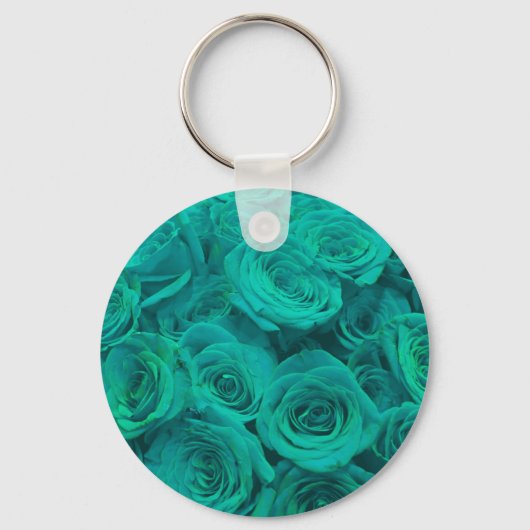 Mooie blauwgroen groene rozen blauwgroen bloemen sleutelhanger (Voorkant)