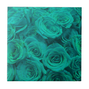 Mooie blauwgroen groene rozen blauwgroen bloemen tegeltje