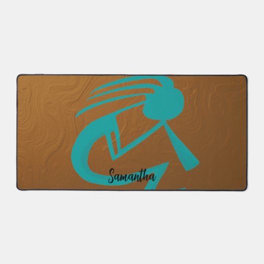 Mooie Blauwgroen Kokopelli Bureaumat (Voorkant)