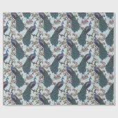 Mooie Blauwgroen pauwen en Magnolia bloemen Cadeaupapier (Vlak)