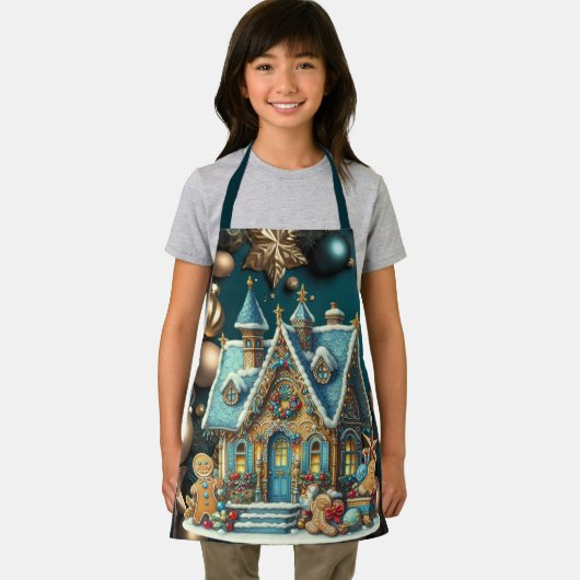 Mooie Blauwgroen peperkoek huis Blauwgroen decorat Schort (Insitu)