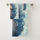 Mooie blauwharige zeemeermin bad handdoek (Insitu)
