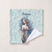 Mooie blauwharige zeemeermin bad handdoek (Wasdoekje)