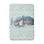 Mooie blauwharige zeemeermin badmat (Voorkant Verticaal)