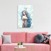 Mooie blauwharige zeemeermin canvas afdruk (Insitu (Woonkamer))