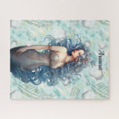 Mooie blauwharige zeemeermin legpuzzel (Horizontaal)