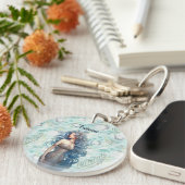 Mooie blauwharige zeemeermin sleutelhanger (Voorkant Rechts)