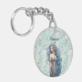 Mooie blauwharige zeemeermin sleutelhanger (Voorkant Links)