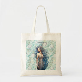 Mooie blauwharige zeemeermin tote bag