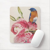 mooie blauwvogel op een sterrenlelie. muismat (Met muis)