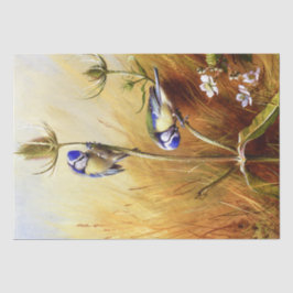 Mooie blauwvogels op een  Waterverf in Teasel Tissuepapier