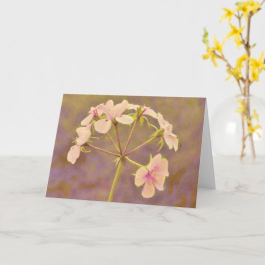 Mooie Bleke roze bloemen Art Note Kaart (Gele Bloem)