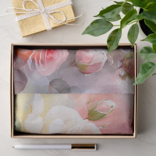 Mooie Bleke Rozen Waterverf Tissuepapier (Geschenk)