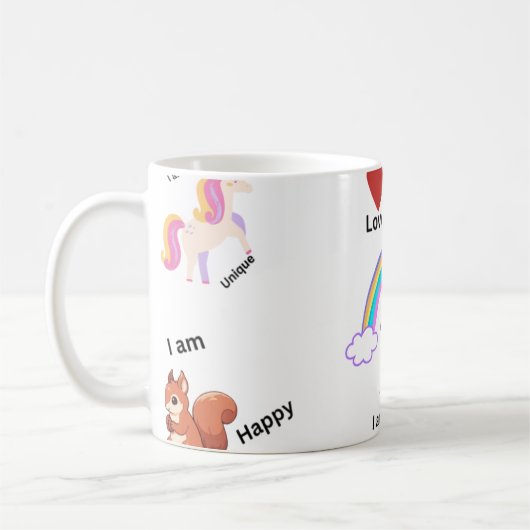 Mooie, blije, unieke, bloeiende Mok (Links)