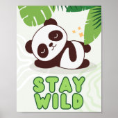 Mooie 'Blijf Wild' Slaapde Panda Kraam Poster (Voorkant)